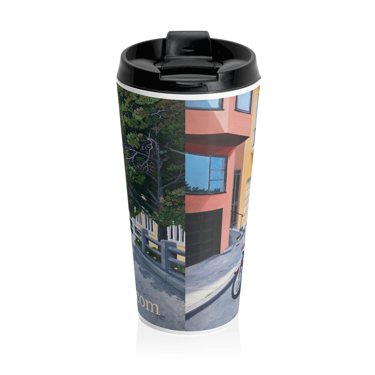 Travel Mug — San Francisco Painted Street Scene Stainless Steel Tumbler