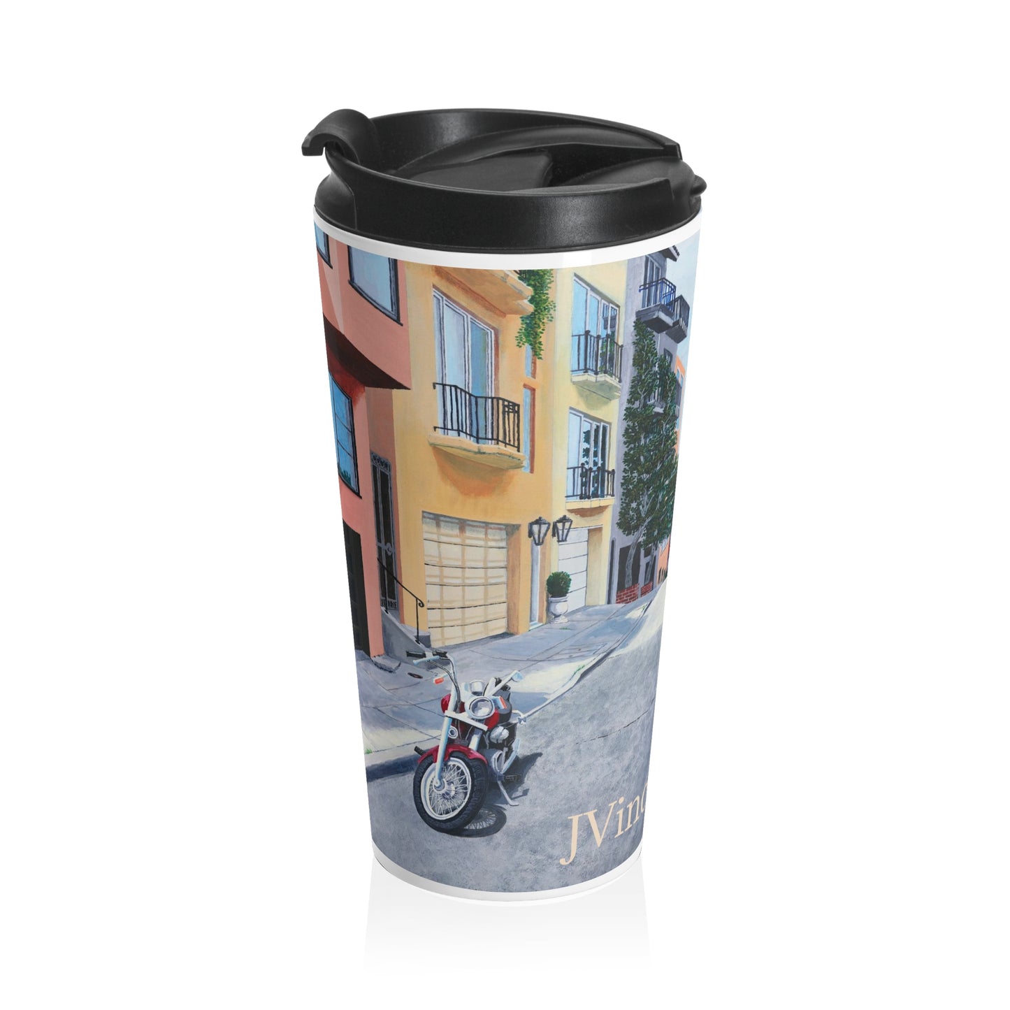 Travel Mug — San Francisco Painted Street Scene Stainless Steel Tumbler