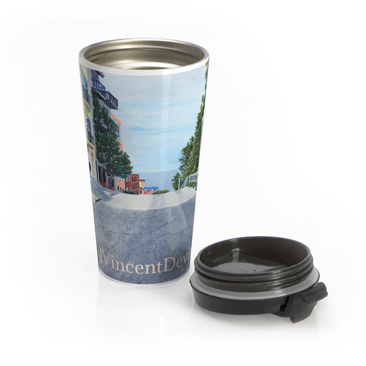 Travel Mug — San Francisco Painted Street Scene Stainless Steel Tumbler