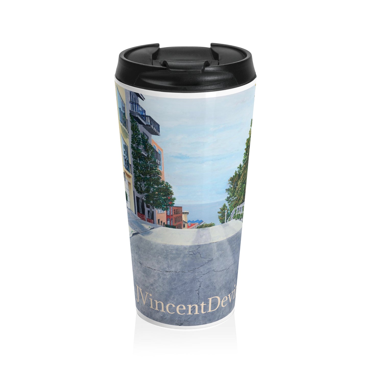 Travel Mug — San Francisco Painted Street Scene Stainless Steel Tumbler
