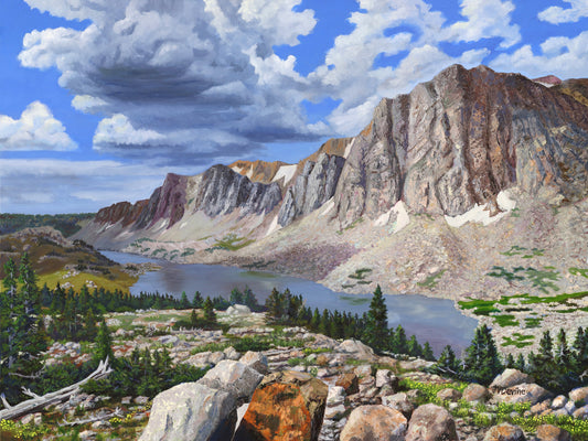 Happy Moment Looking at Lookout Lake - 48" x 36" Oil on Canvas ORIGINAL